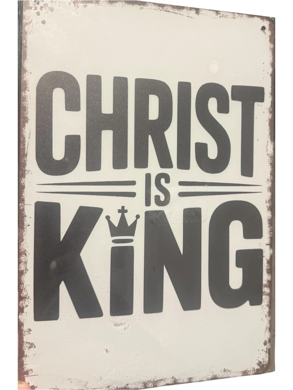 Christ Is King Wall Sign - Neutral Off-White and Black